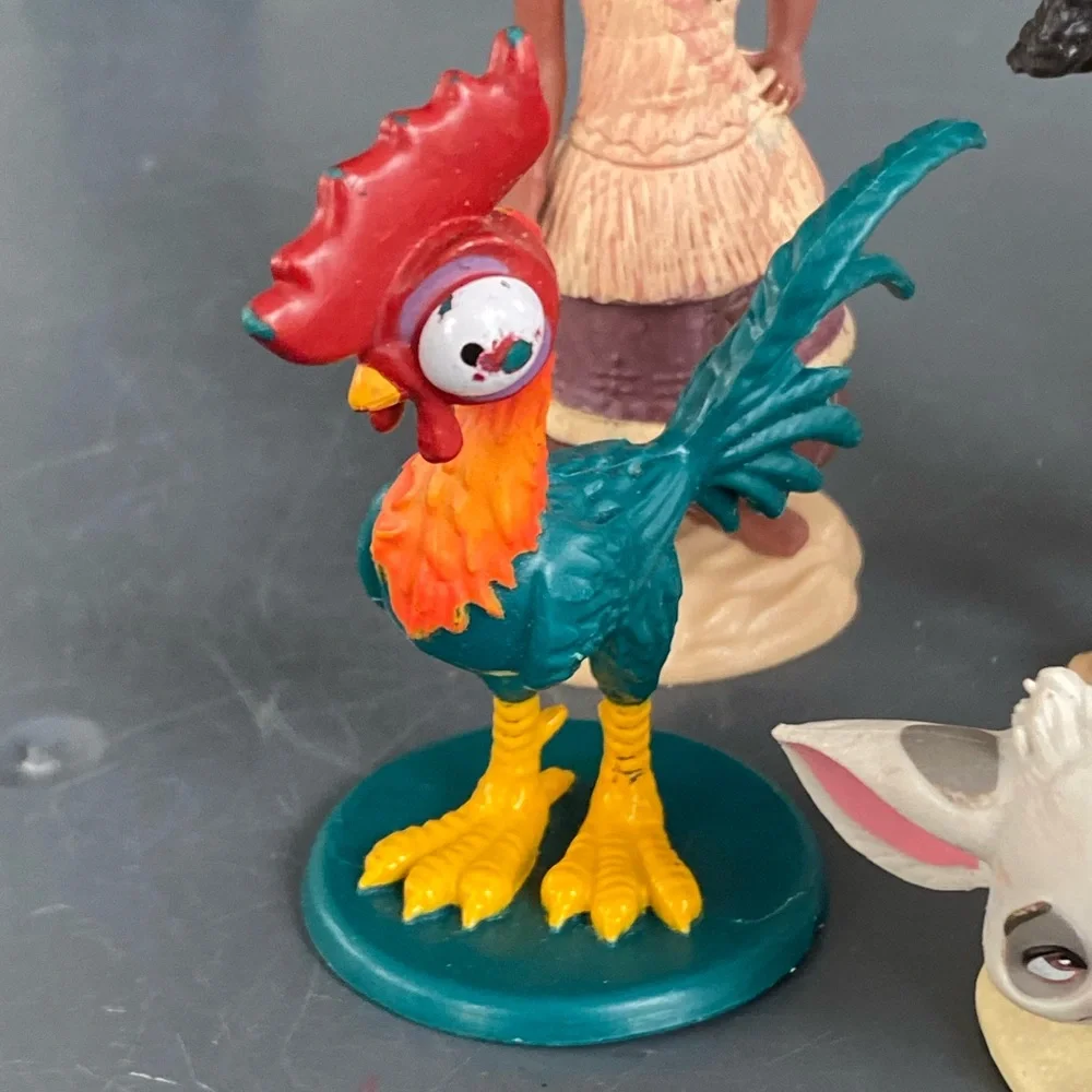 Lot 5 Disney Moana PVC Cake Topper Figure Lot Hawk Maui Tala HeiHei Pua
